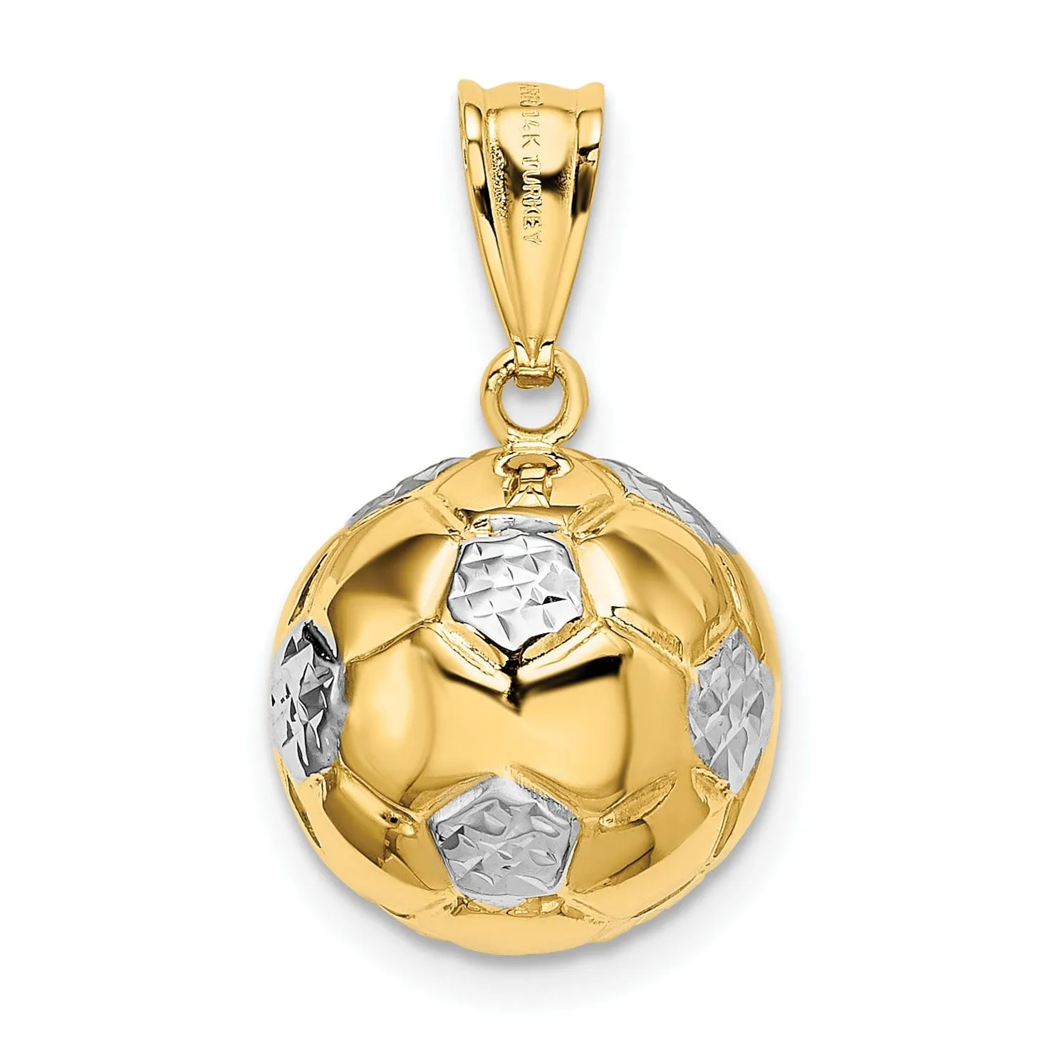 14k Two Tone Gold 3-D Soccer Ball Charm Pendant