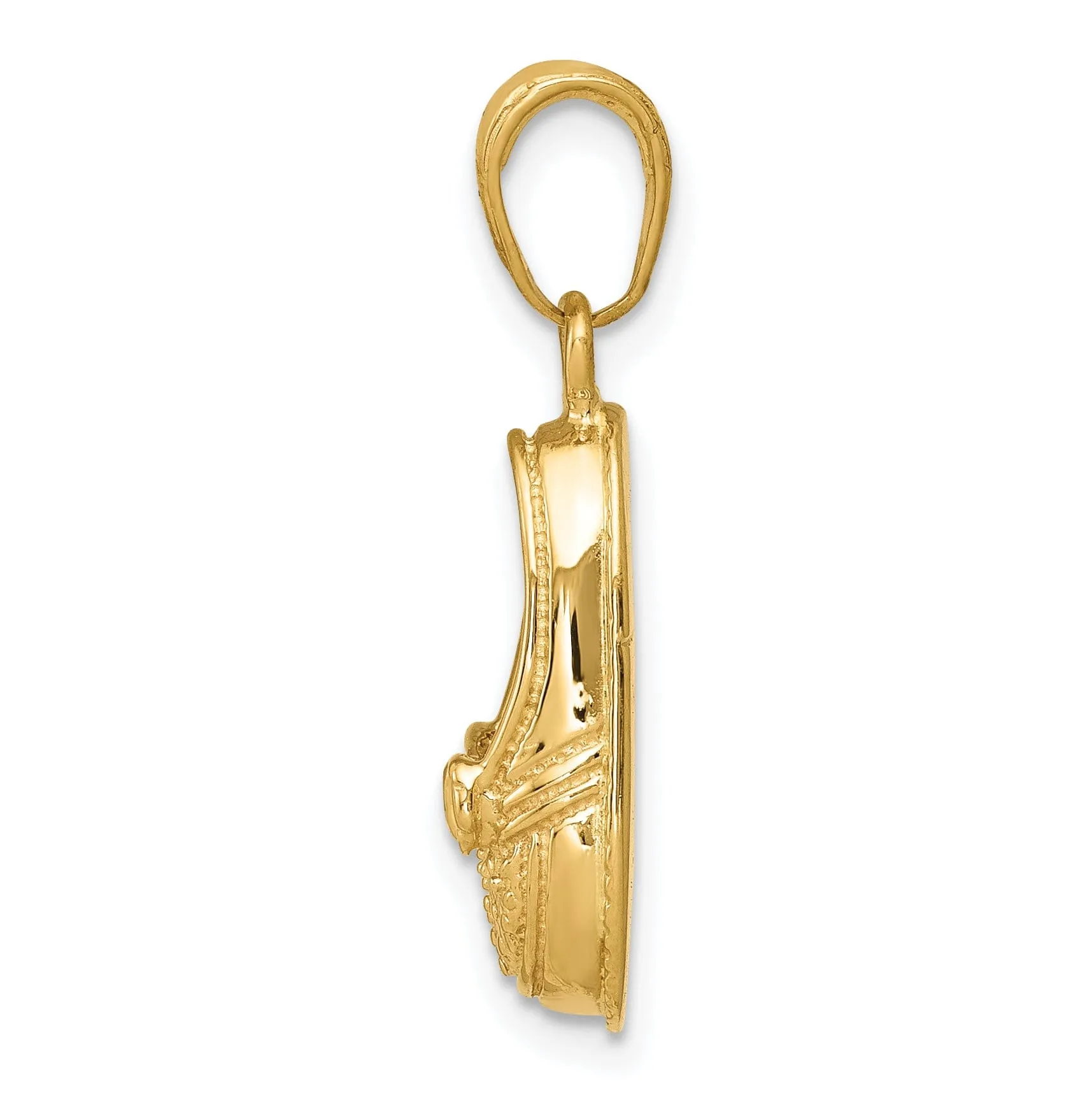 14k Yellow Gold 3-D Baby Shoe with Bow Pendant.