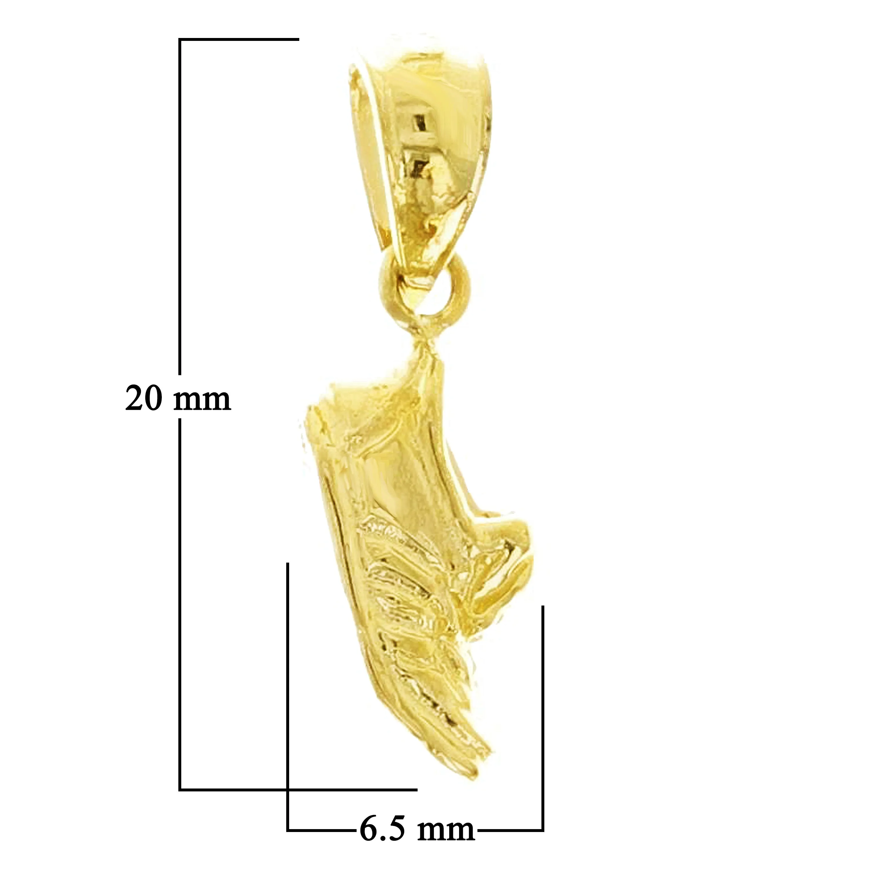 14k Yellow Gold Shoes Sneakers Charm Pendant 20mm x 6.5mm 1.4 grams