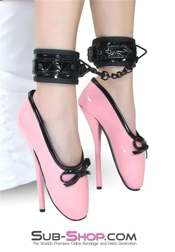 1804DL      Black Diamond Padded Ankle Bondage Cuffs with Black Hardware