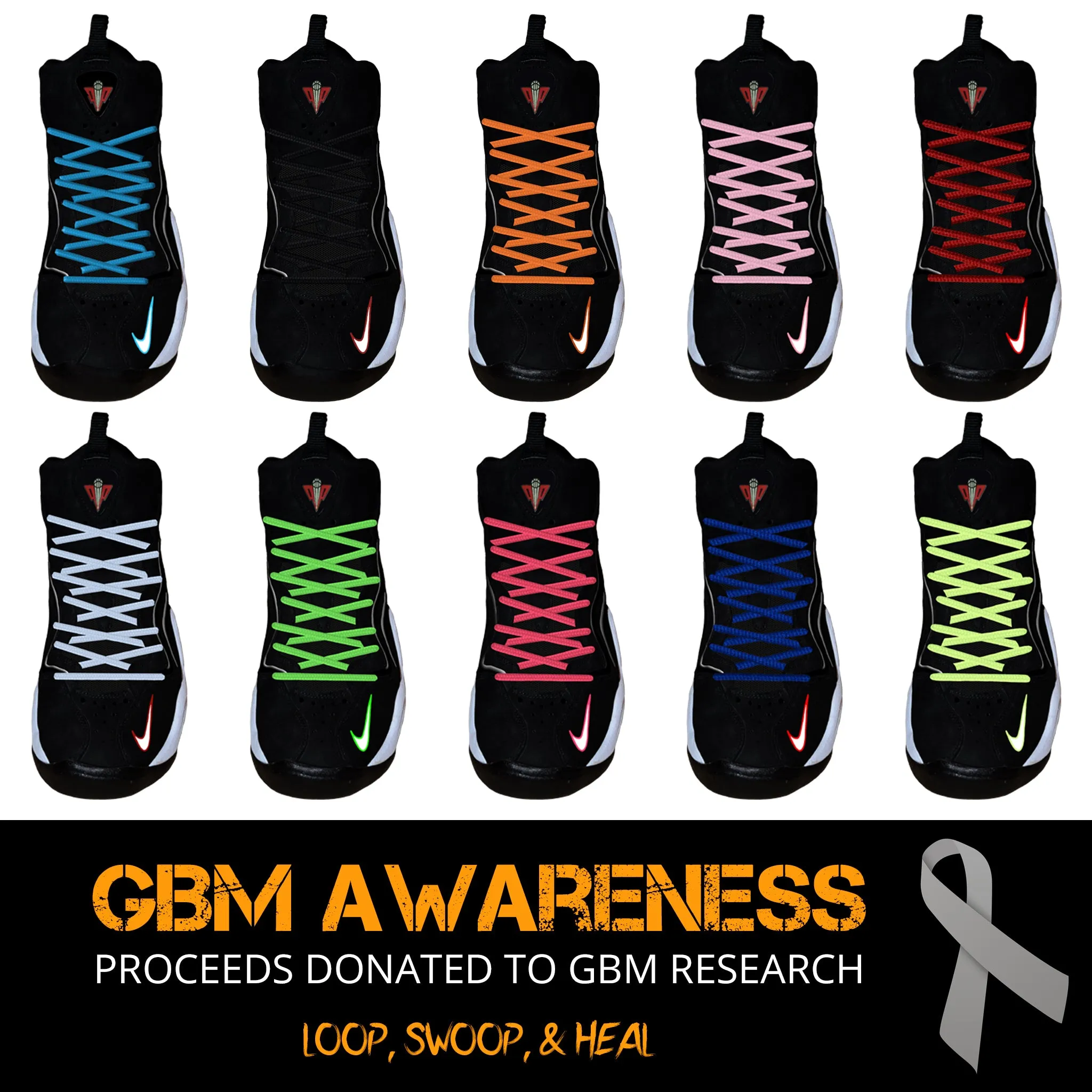 27" Round Athletic Laces for GBM Awareness