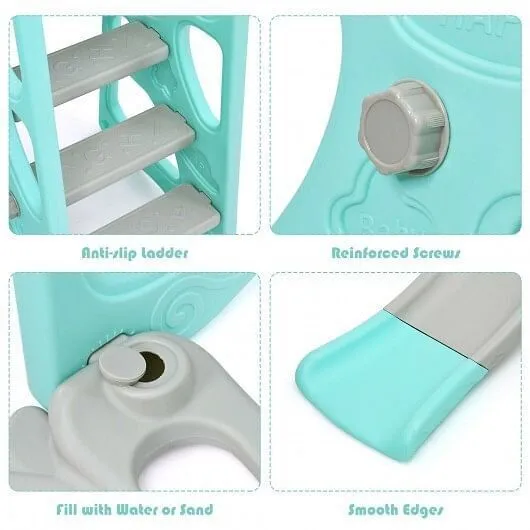 3 in 1 Toddler Climber and Swing Set Slide Playset-Green - Color: Green