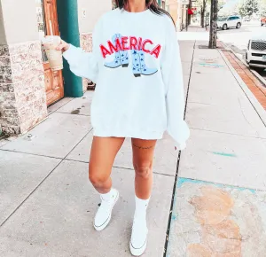 4th of July Cowgirl Boots America Sweatshirt