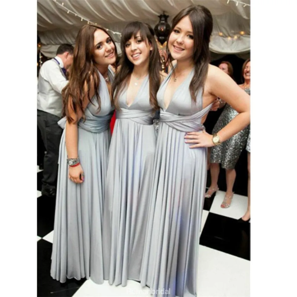 A-line Floor-length V-neck Sexy Simple Cheap Bridesmaid dresses, BD0030