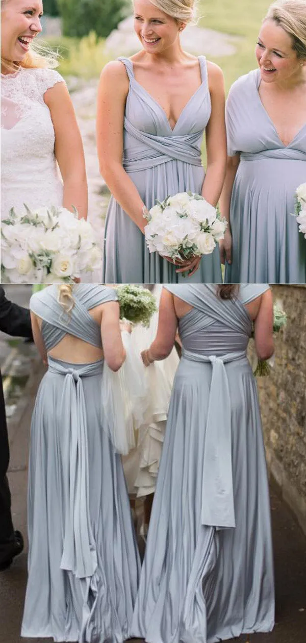 A-line Floor-length V-neck Sexy Simple Cheap Bridesmaid dresses, BD0030