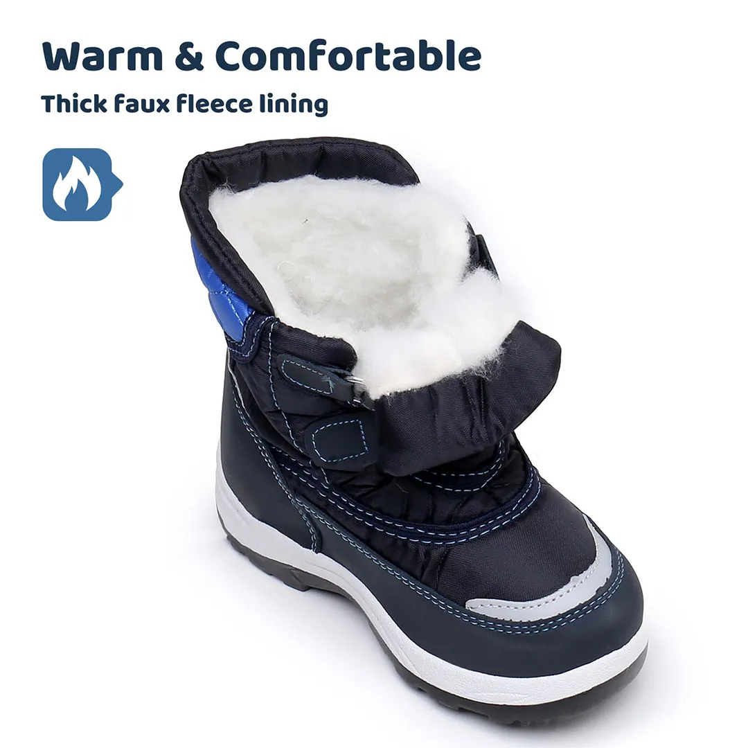 Apakowa Boys Water-resistant Snow Bootswith Hook & Loop for Toddler/Little Kid-DJJDFNQ-H3305new-blue