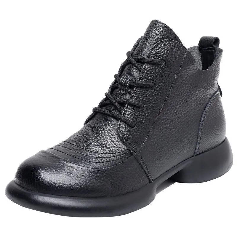 Autumn Leather Short Boots Thick Heel Non-slip Versatile Women's Shoes
