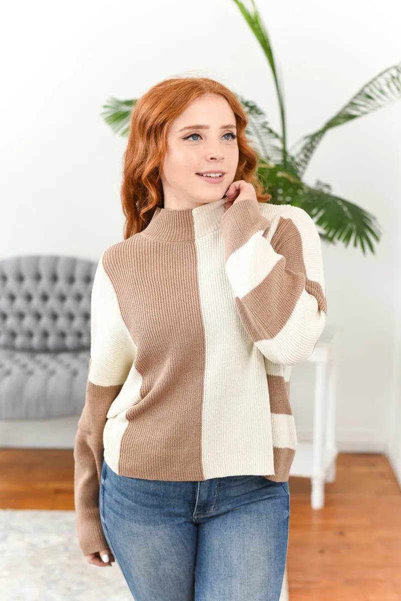 Avery Striped Colorblock Knit Sweater
