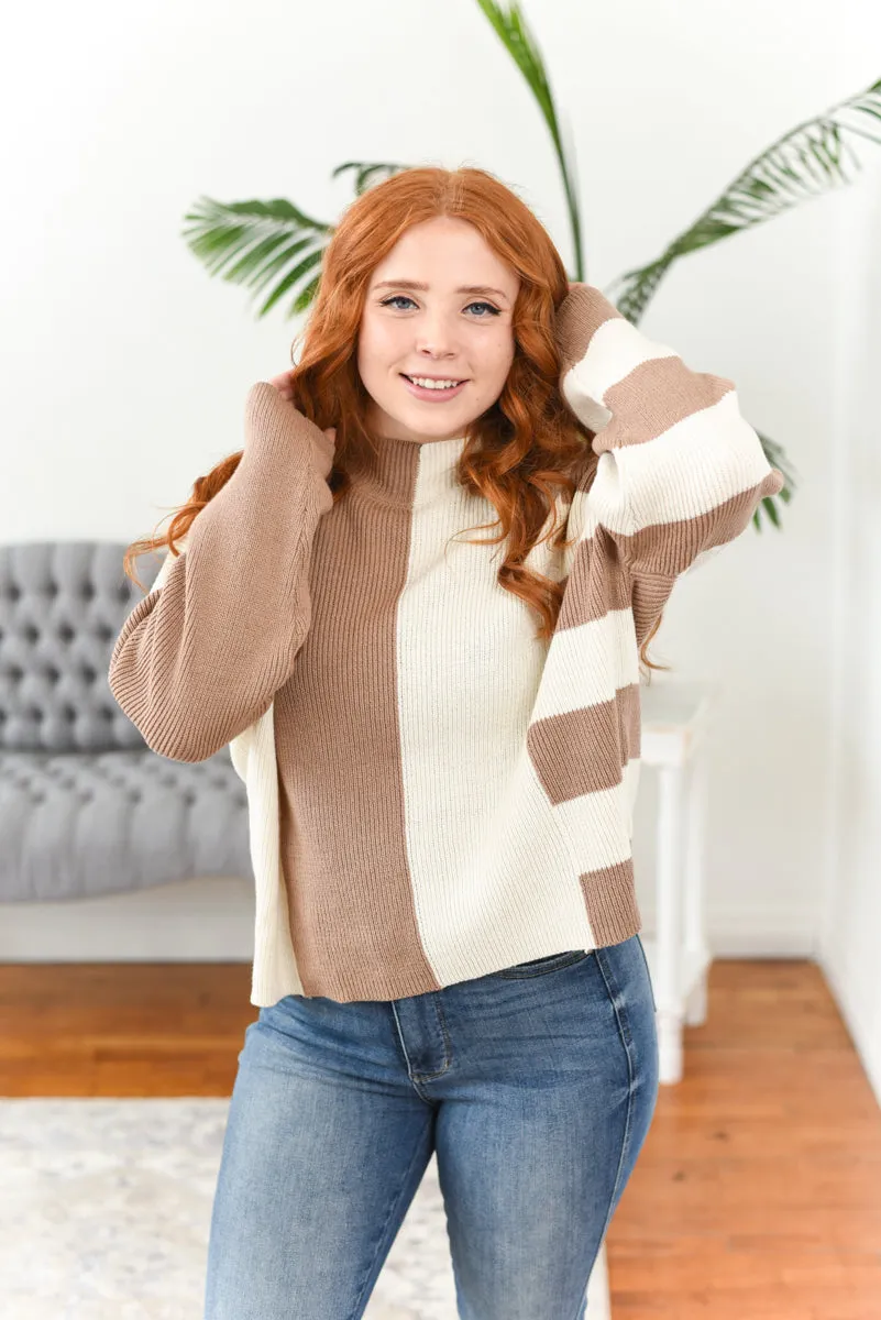 Avery Striped Colorblock Knit Sweater