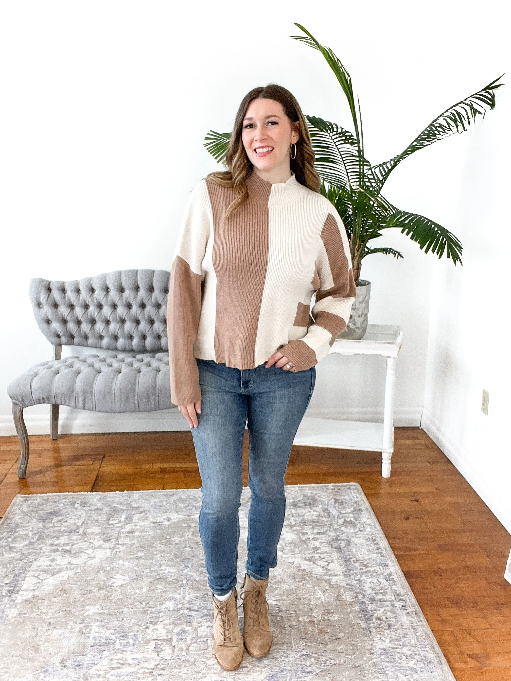 Avery Striped Colorblock Knit Sweater