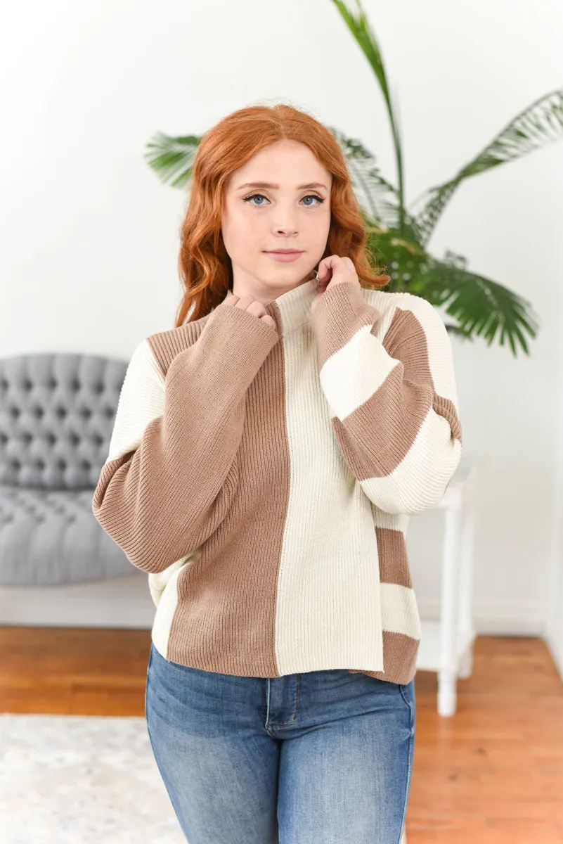 Avery Striped Colorblock Knit Sweater