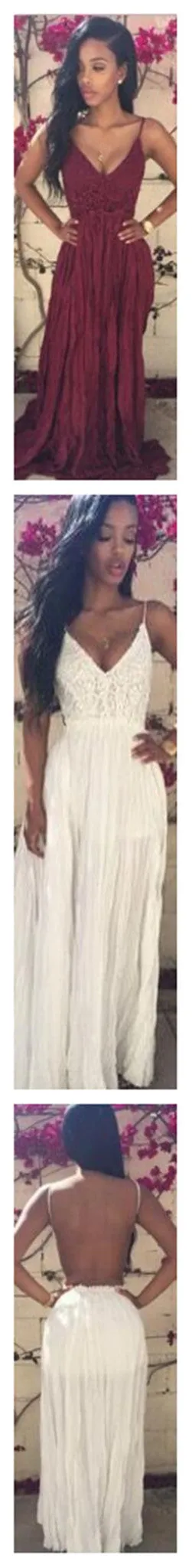 Backless Cheap Long V-neck Sexy Long Prom Dresses, BG51007