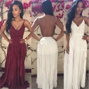 Backless Cheap Long V-neck Sexy Long Prom Dresses, BG51007