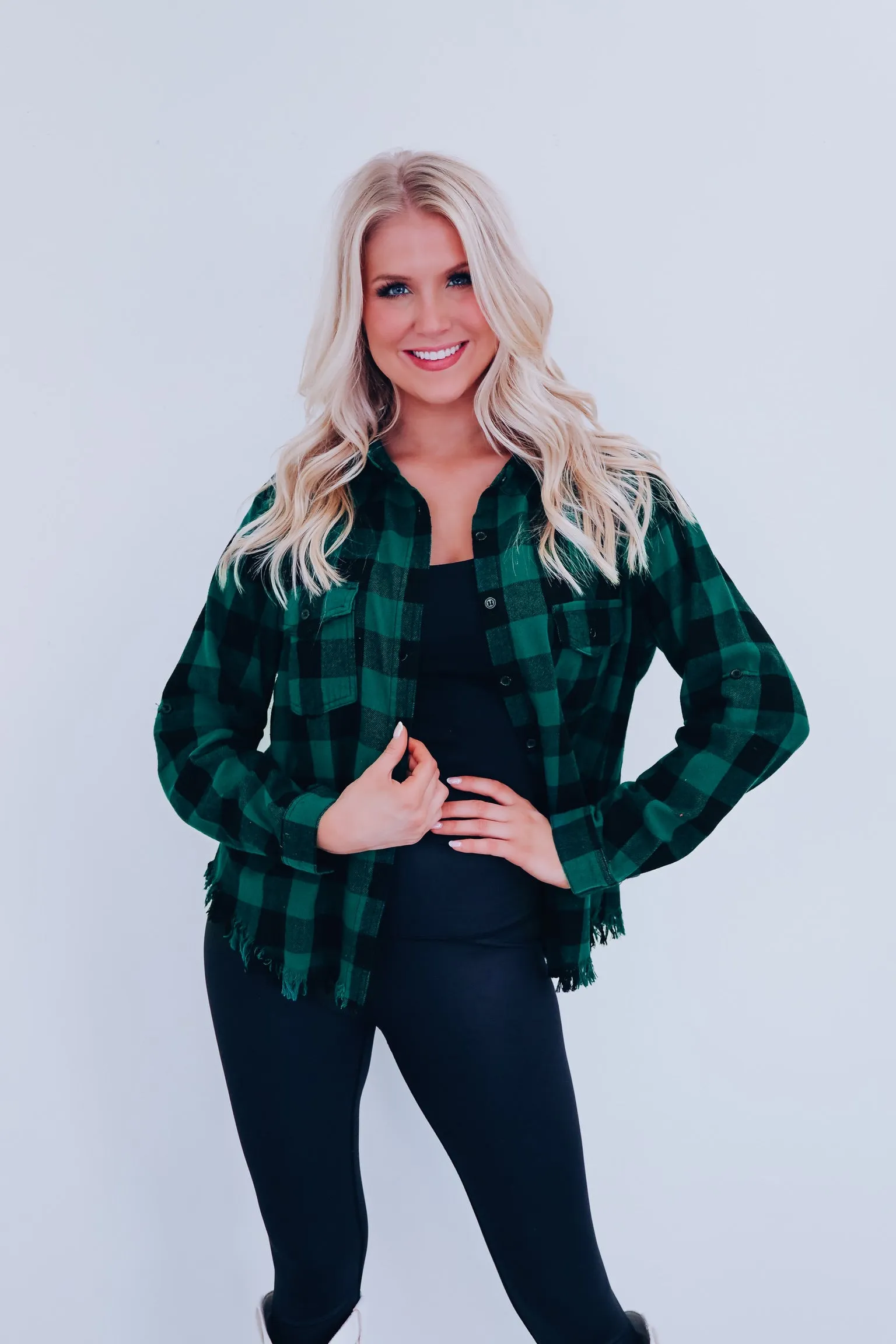 Beau Buffalo Plaid Button Up Shirt - Green