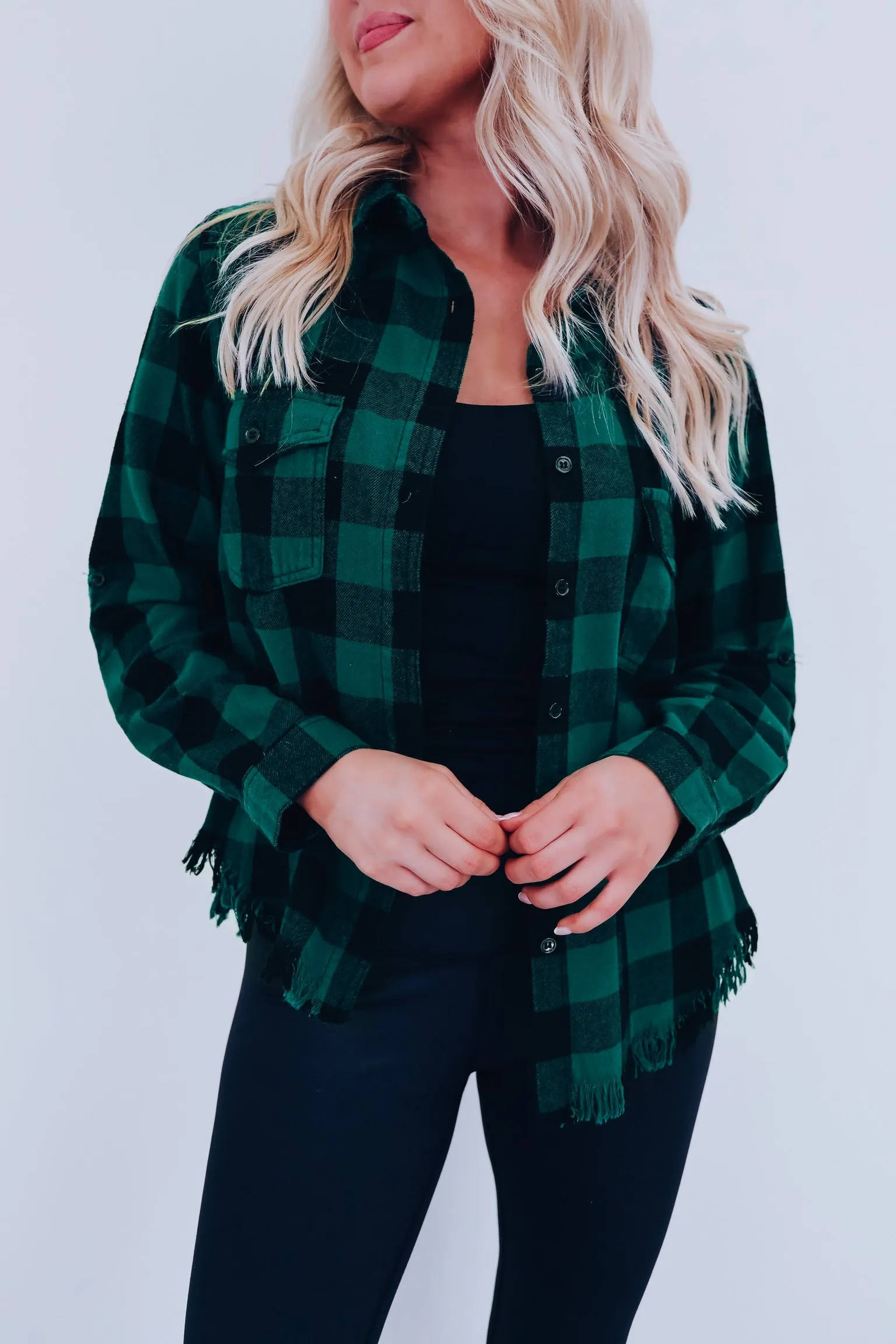 Beau Buffalo Plaid Button Up Shirt - Green