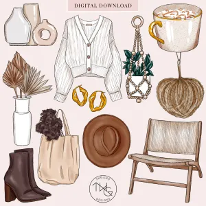 Beige Boutique Clipart Collection