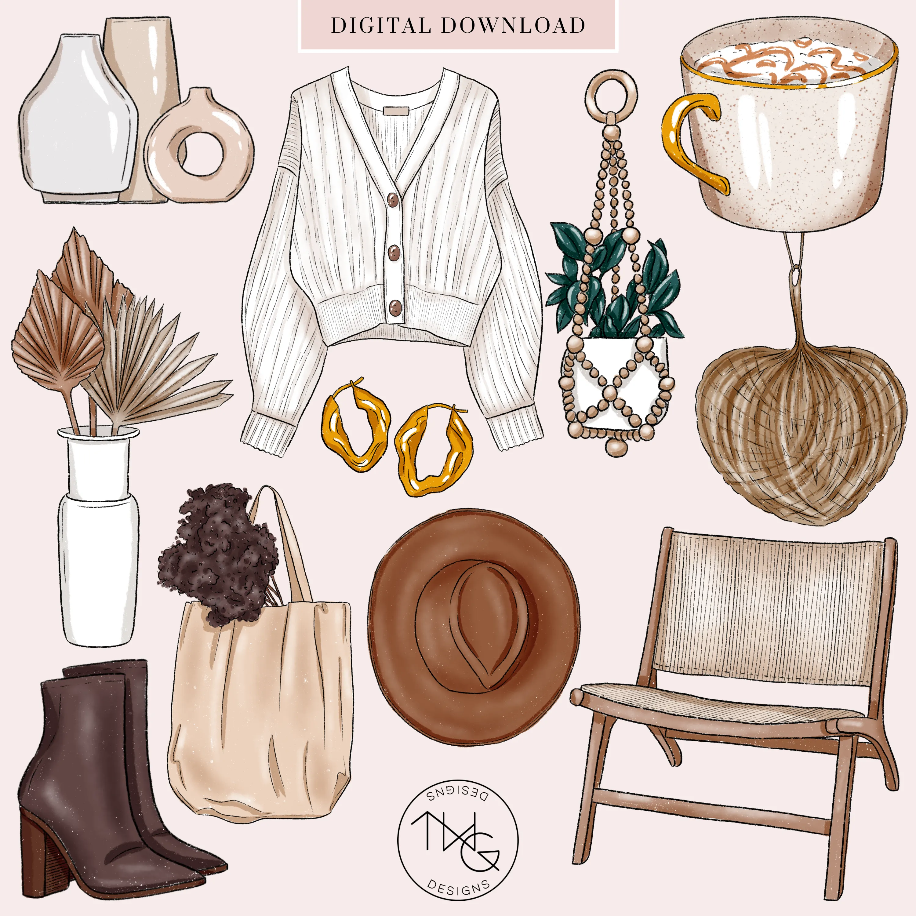 Beige Boutique Clipart Collection