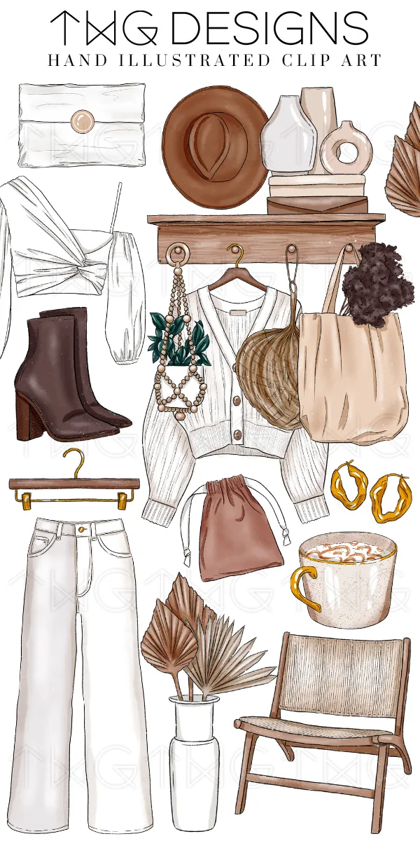 Beige Boutique Clipart Collection