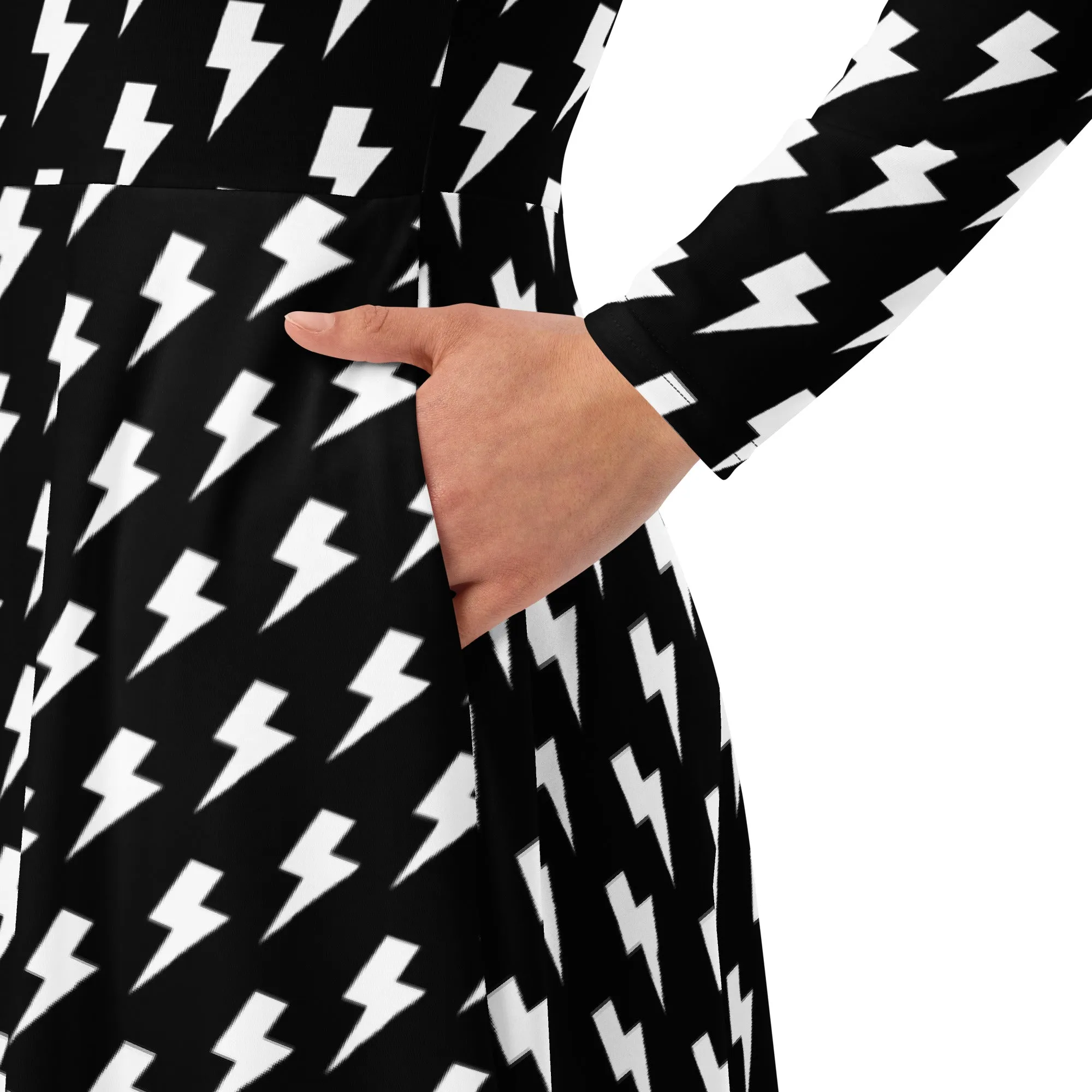 Black and White Lightening Long Sleeve Dress
