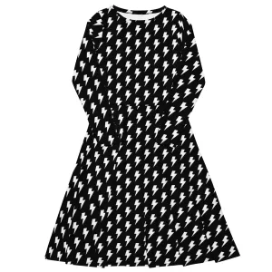 Black and White Lightening Long Sleeve Dress