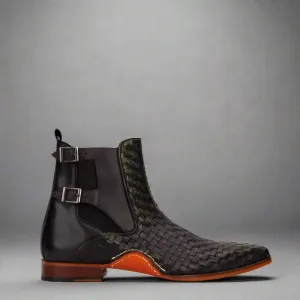 Black Braided Leather Dubbow Chelsea Boots - Chelsea Boots