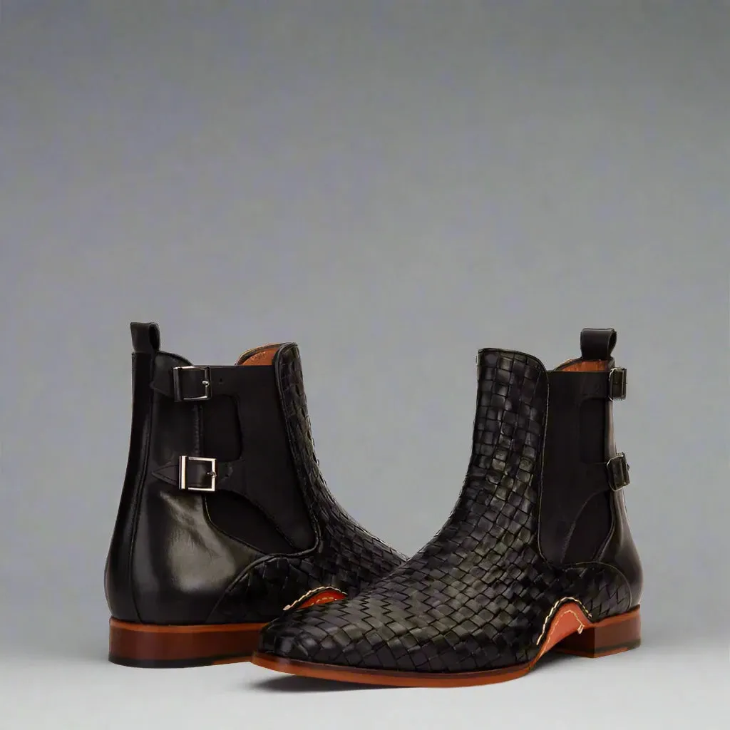 Black Braided Leather Dubbow Chelsea Boots - Chelsea Boots