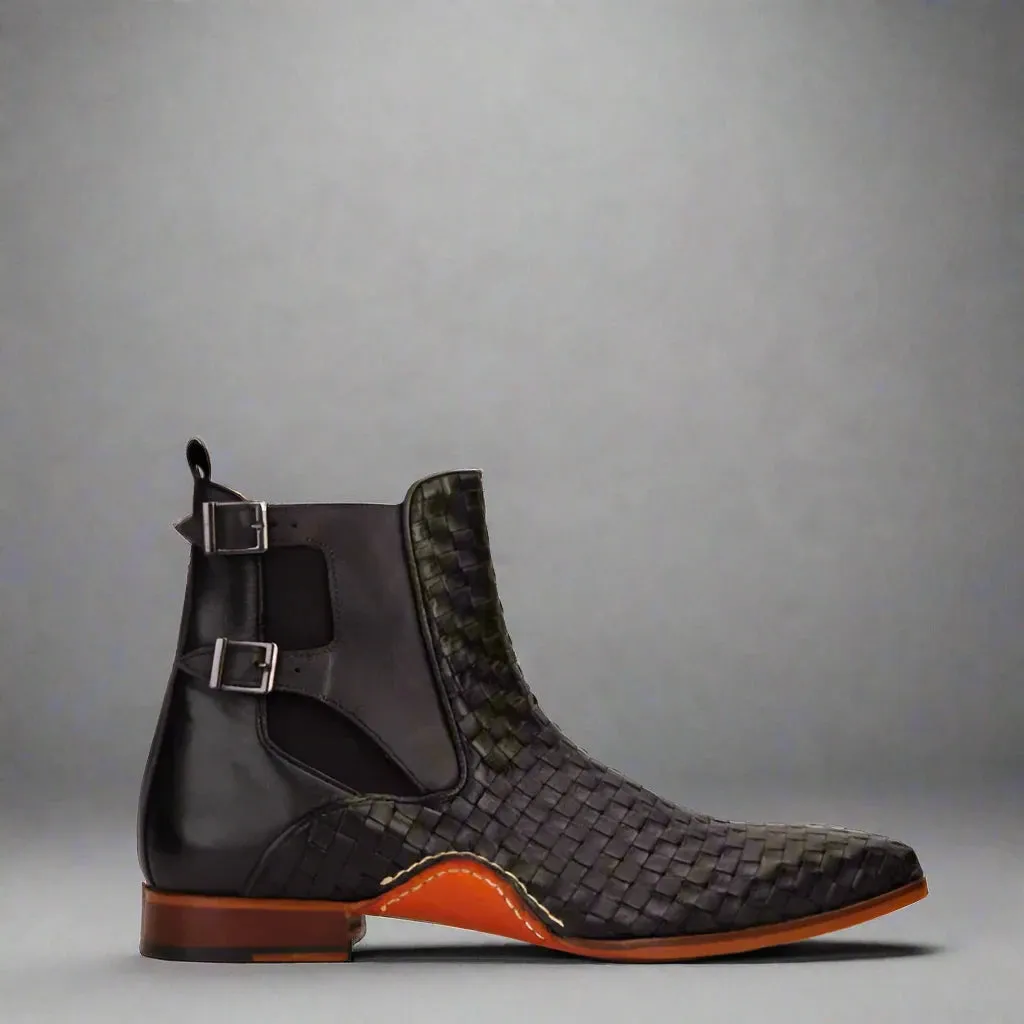 Black Braided Leather Dubbow Chelsea Boots - Chelsea Boots