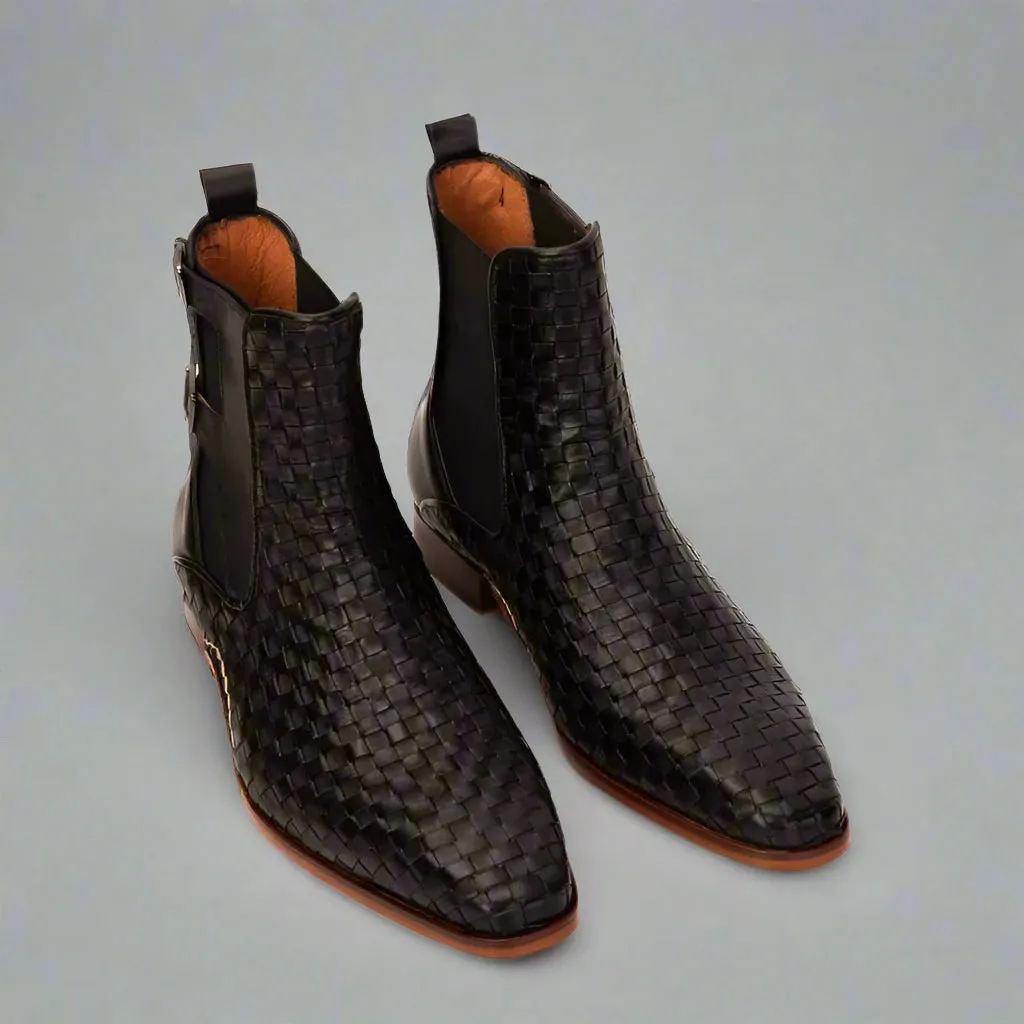 Black Braided Leather Dubbow Chelsea Boots - Chelsea Boots