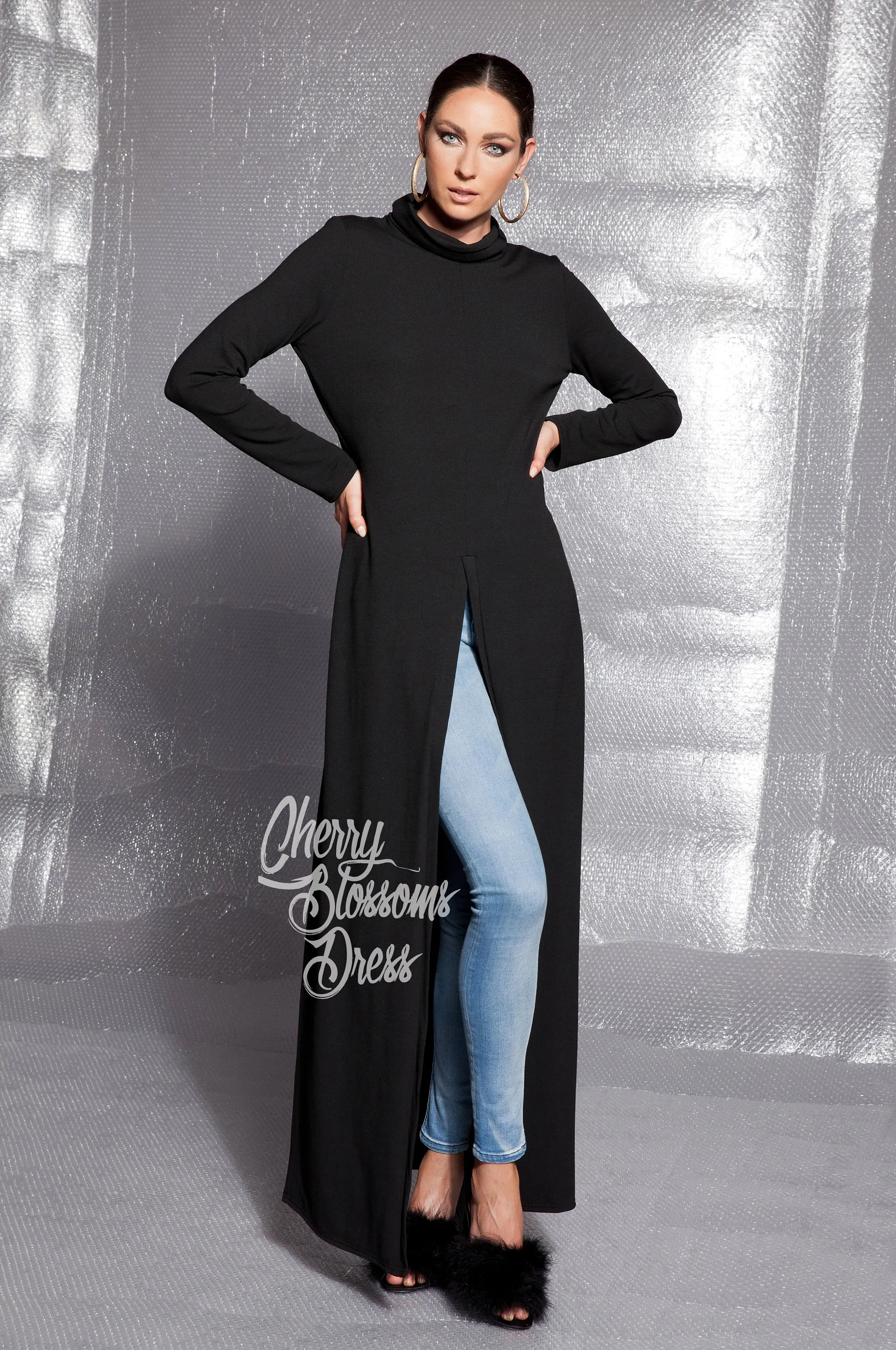 Black Knitted Tunic Dress