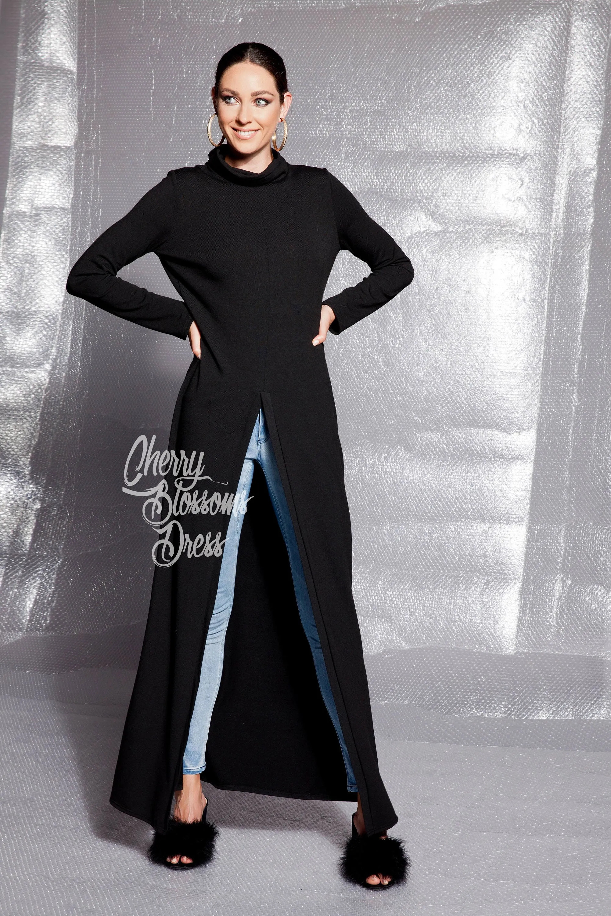 Black Knitted Tunic Dress