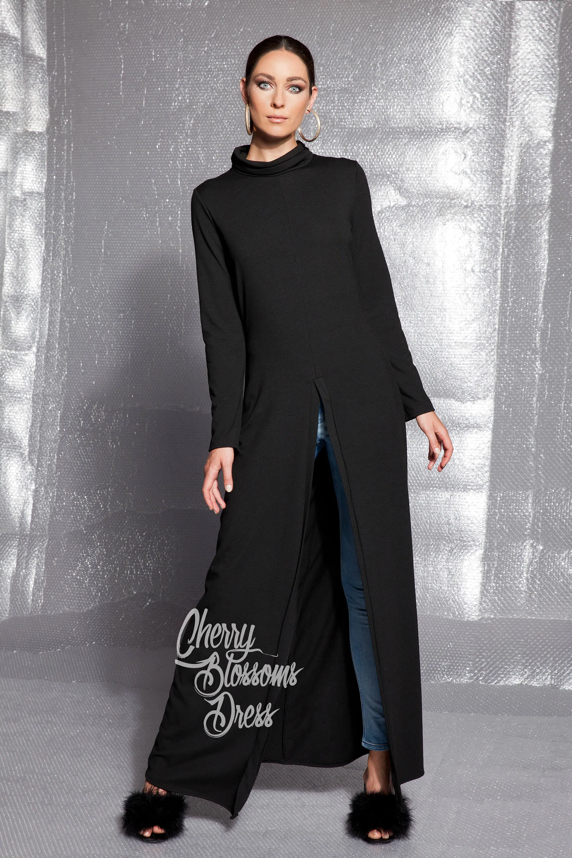 Black Knitted Tunic Dress