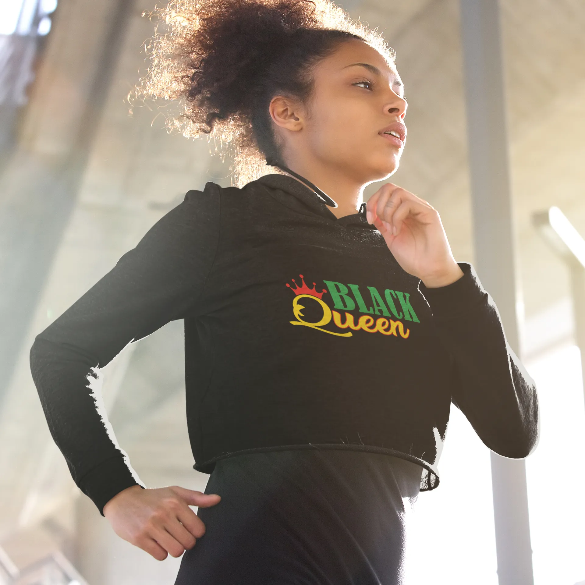 Black Queen crop hoodie