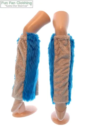 Blue & Gray Faux Fur Leg Warmers - Game Day Booties