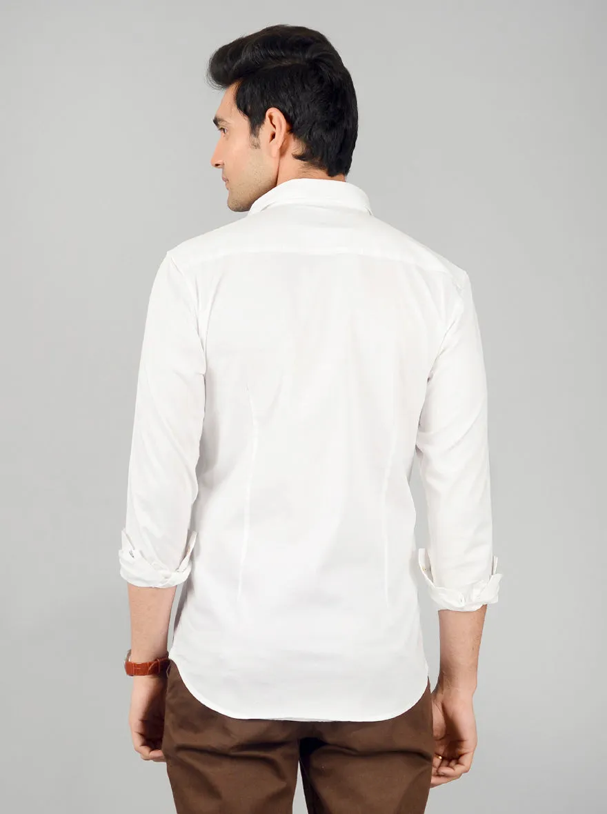 Bright White Solid Slim Fit Casual Shirt | JadeBlue