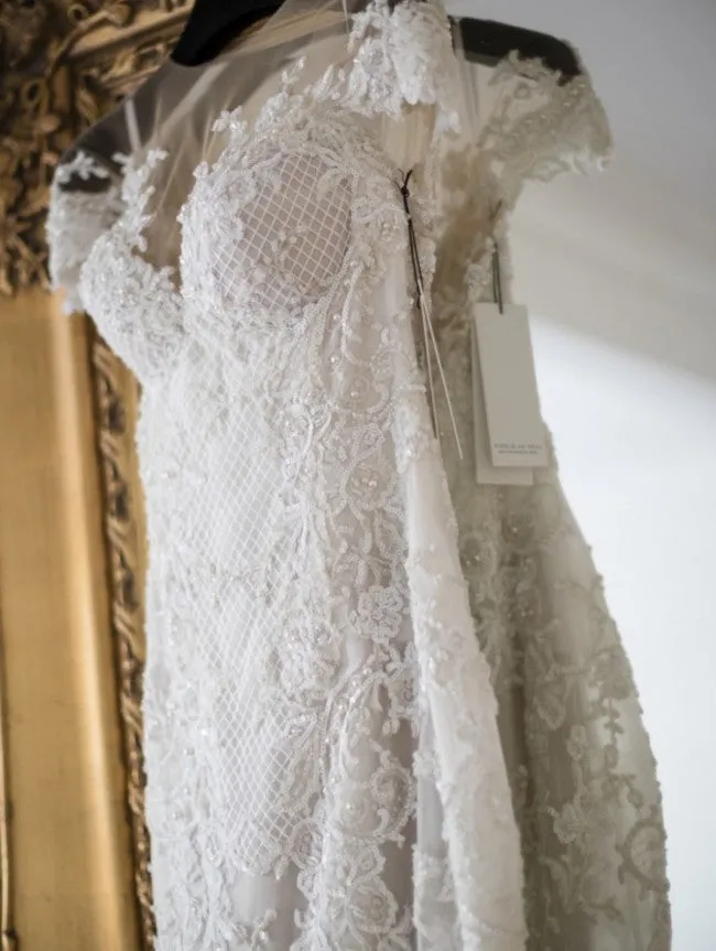 Cap Sleeves Lace Mermaid Elegant Bridal Long Wedding Dresses, BGW010