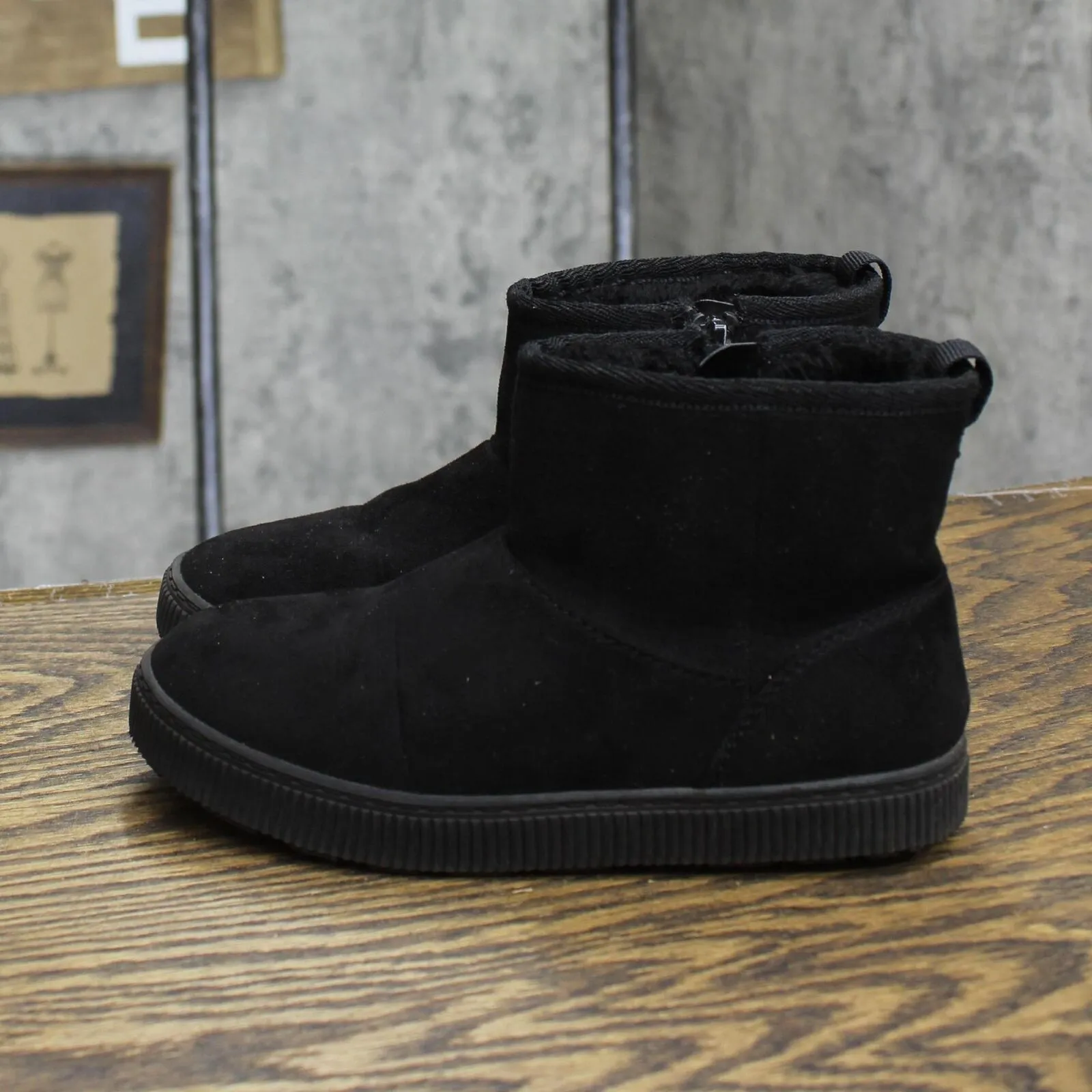 Cat & Jack Toddler Girls Arlo Zipper Shearling Style Boots ARL0 Black 12T