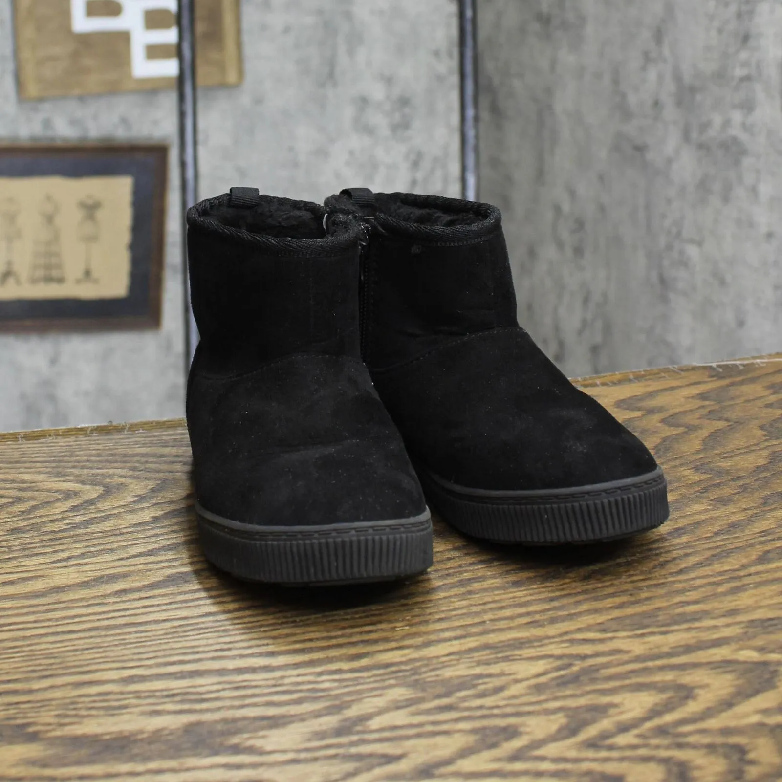 Cat & Jack Toddler Girls Arlo Zipper Shearling Style Boots ARL0 Black 12T