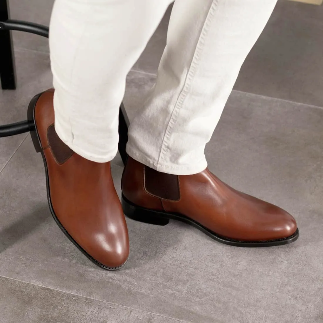 Cheslea Boots en cuir marron moyen