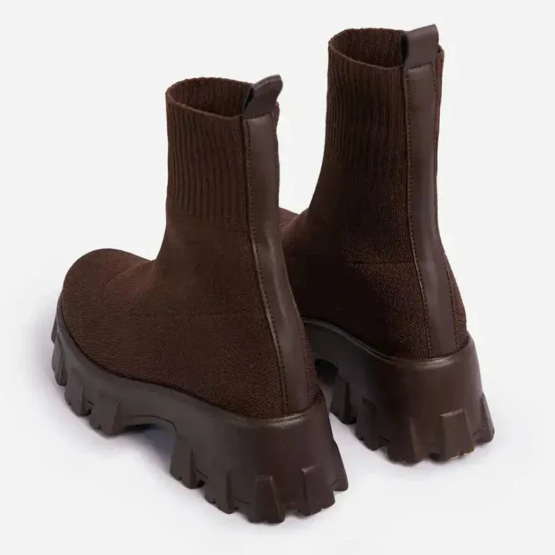 Chunky Sock Boots | Stretch-Knit & Bold Sole | Trendy & Comfortable