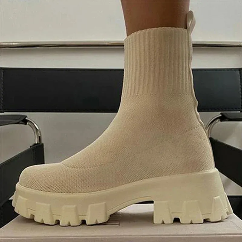 Chunky Sock Boots | Stretch-Knit & Bold Sole | Trendy & Comfortable