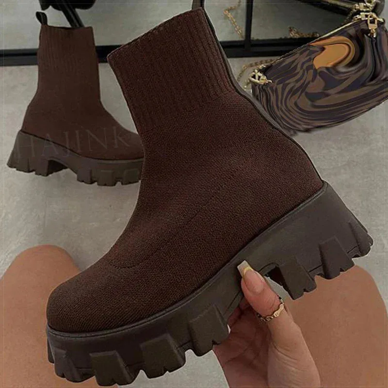 Chunky Sock Boots | Stretch-Knit & Bold Sole | Trendy & Comfortable