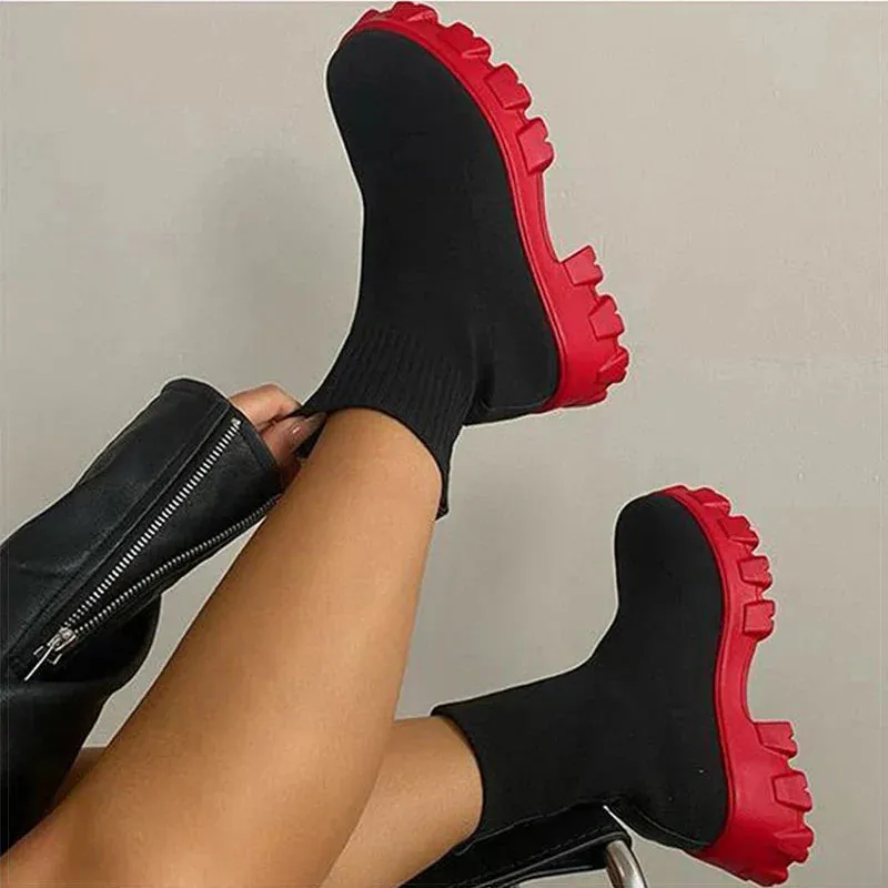 Chunky Sock Boots | Stretch-Knit & Bold Sole | Trendy & Comfortable