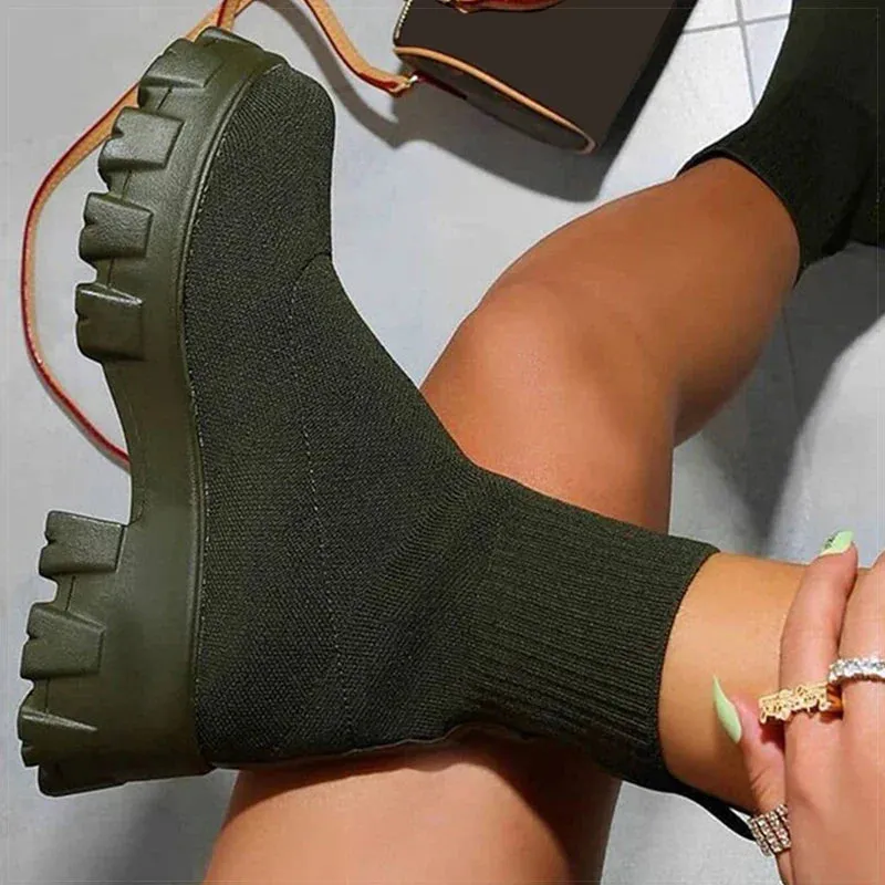 Chunky Sock Boots | Stretch-Knit & Bold Sole | Trendy & Comfortable