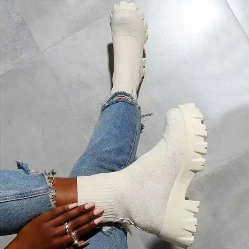Chunky Sock Boots | Stretch-Knit & Bold Sole | Trendy & Comfortable