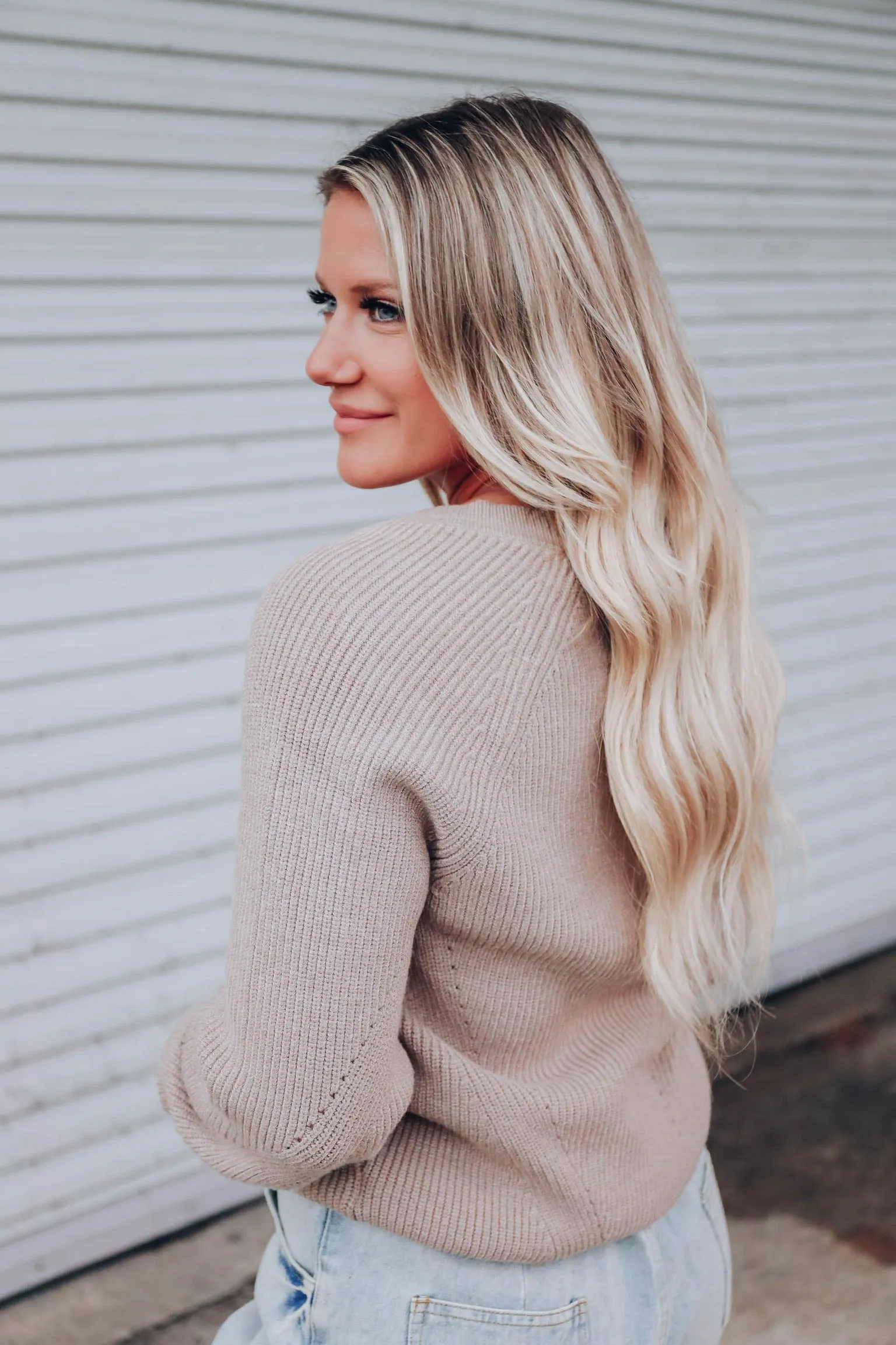 Completed Style Open Front Cardigan - Taupe