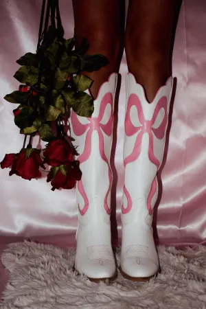 Coquette Bow Cowboy Boots- Pink