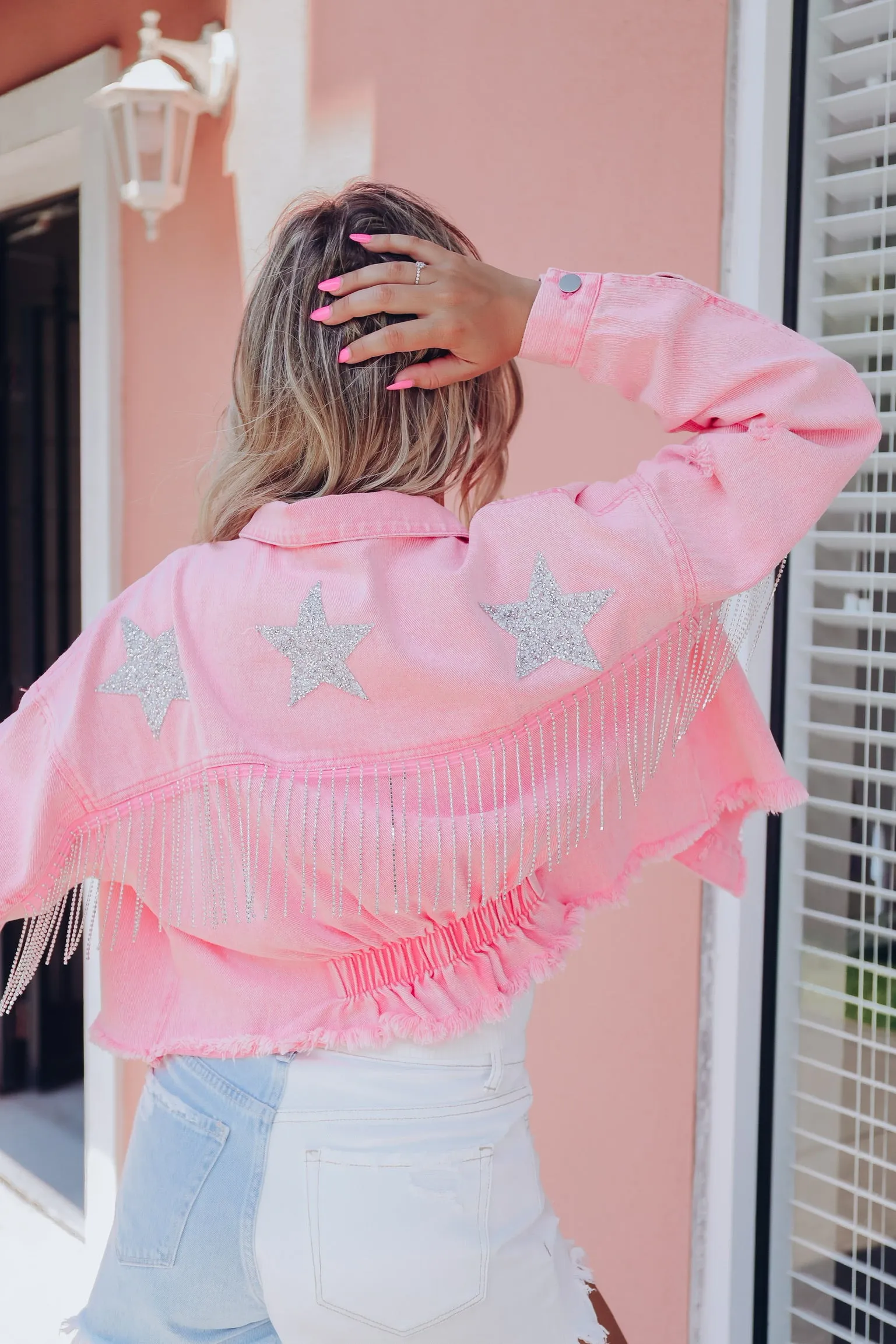 Cowgirl Bling Denim Jacket - Pink