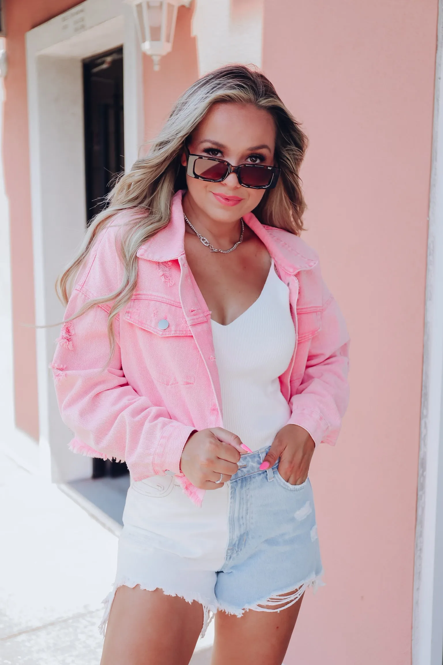 Cowgirl Bling Denim Jacket - Pink