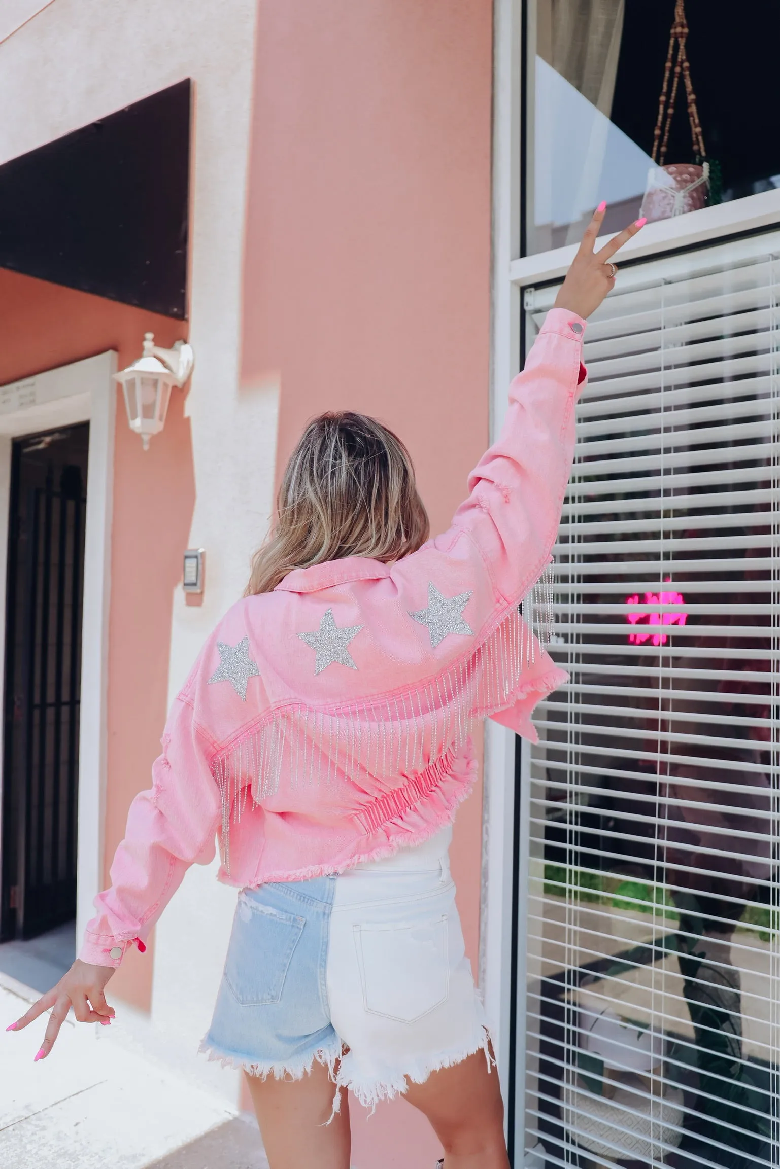 Cowgirl Bling Denim Jacket - Pink