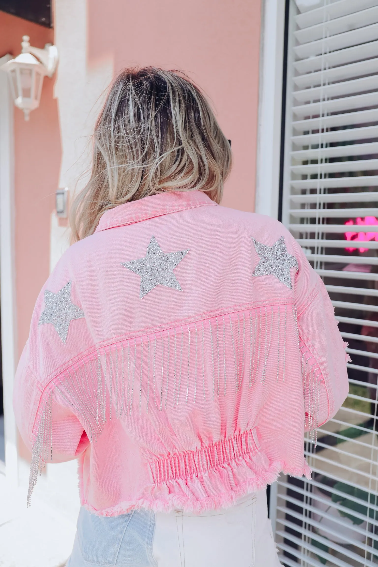 Cowgirl Bling Denim Jacket - Pink